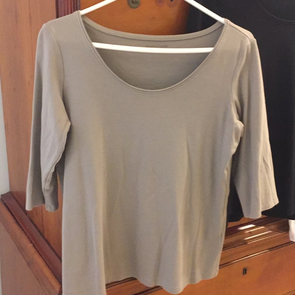 Eileen Fisher 100% cotton grey 3/4 Sleeve shirt